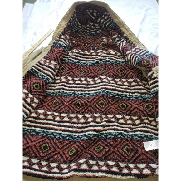 Patagonia Aztec Fleece Lined Khaki Tan Canvas Jacket Men 2XL Workwear Hoodie - Picture 7 of 16